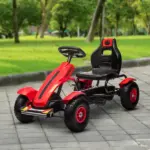 Kids Pedal Go Kart with Adjustable Seat, Rubber Wheels, Red - Image 10
