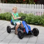 Aosom Kids Pedal Go Kart with Adjustable Seat Swing Axle Blue Outdoor Ride-on Toy - Image 2