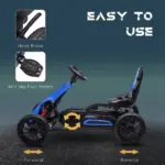 Aosom Kids Pedal Go Kart with Adjustable Seat Swing Axle Blue Outdoor Ride-on Toy - Image 5