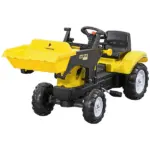 Kids Pedal Go Kart with Front Loader Digger, Bright Yellow, Outdoor Play Toy for Ages 3+