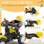 Kids Pedal Go Kart with Front Loader Digger, Bright Yellow, Outdoor Play Toy for Ages 3+ - Image 4