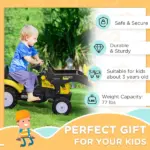 Kids Pedal Go Kart with Front Loader Digger, Bright Yellow, Outdoor Play Toy for Ages 3+ - Image 6