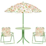 Kids Picnic Table and Chair Set, Outdoor Activity Table with Foldable Chairs, Removable Umbrella for Backyard, Green - Image 11