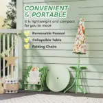 Kids Picnic Table and Chair Set, Outdoor Activity Table with Foldable Chairs, Removable Umbrella for Backyard, Green - Image 6
