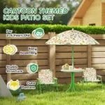 Kids Picnic Table and Chair Set, Outdoor Activity Table with Foldable Chairs, Removable Umbrella for Backyard, Green - Image 7