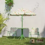 Kids Picnic Table and Chair Set, Outdoor Activity Table with Foldable Chairs, Removable Umbrella for Backyard, Green - Image 10