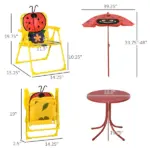 Kids Picnic Table and Chair Set, Folding Outdoor Furniture for Patio and Backyard with Height-Adjustable Umbrella, Durable - Image 3