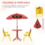 Kids Picnic Table and Chair Set, Folding Outdoor Furniture for Patio and Backyard with Height-Adjustable Umbrella, Durable - Image 4
