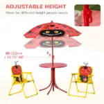 Kids Picnic Table and Chair Set, Folding Outdoor Furniture for Patio and Backyard with Height-Adjustable Umbrella, Durable - Image 5