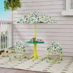 Kids Picnic Table, Kids Table and Chair Set with 2 Folding Chairs and Umbrella for Backyard, Garden, Patio, Green - Image 2