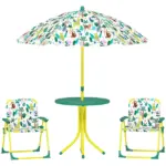 Kids Picnic Table, Kids Table and Chair Set with 2 Folding Chairs and Umbrella for Backyard, Garden, Patio, Green - Image 11