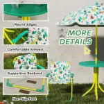 Kids Picnic Table, Kids Table and Chair Set with 2 Folding Chairs and Umbrella for Backyard, Garden, Patio, Green - Image 6