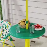 Kids Picnic Table, Kids Table and Chair Set with 2 Folding Chairs and Umbrella for Backyard, Garden, Patio, Green - Image 8