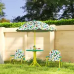 Kids Picnic Table, Kids Table and Chair Set with 2 Folding Chairs and Umbrella for Backyard, Garden, Patio, Green - Image 10