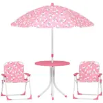 Qaba Kids Picnic Table, Kids Table and Chair Set with 2 Folding Chairs and Umbrella for Backyard, Garden, Patio, Pink - Image 11