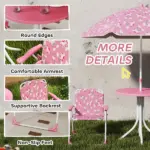 Qaba Kids Picnic Table, Kids Table and Chair Set with 2 Folding Chairs and Umbrella for Backyard, Garden, Patio, Pink - Image 6