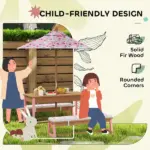 Kids Picnic Table Set with Foldable Umbrella, Removable Cushions and Boxes, Flamingo Theme, Pink - Image 6