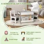 Kids Play Table Set 3PC with Reversible Top, Chalkboard, Storage, Bookshelf, Gray, Educational - Image 5