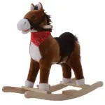 Kids Plush Rocking Horse, Realistic Sounds, Red Scarf, Brown, for 3 Years - Image 11