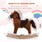 Kids Plush Rocking Horse, Realistic Sounds, Red Scarf, Brown, for 3 Years - Image 4