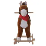 Kids Plush Rocking Horse, Realistic Sounds, Red Scarf, Brown, for 3 Years - Image 8