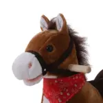 Kids Plush Rocking Horse, Realistic Sounds, Red Scarf, Brown, for 3 Years - Image 9