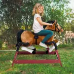 Kids Plush Rocking Horse Toy, Toddler Spring Rocker Rocking Horse With Realistic Sounds, for Children 3+ Years Old, Brown - Image 2