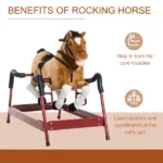 Kids Plush Rocking Horse Toy, Toddler Spring Rocker Rocking Horse With Realistic Sounds, for Children 3+ Years Old, Brown - Image 4
