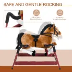 Kids Plush Rocking Horse Toy, Toddler Spring Rocker Rocking Horse With Realistic Sounds, for Children 3+ Years Old, Brown - Image 6