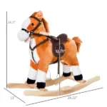 Kids Plush Rocking Horse, Wooden, Realistic Sounds, Moving Tail, Brown, Interactive Fun for Toddlers - Image 3