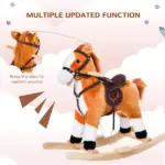 Kids Plush Rocking Horse, Wooden, Realistic Sounds, Moving Tail, Brown, Interactive Fun for Toddlers - Image 5