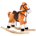 Kids Plush Rocking Horse, Wooden, Realistic Sounds, Moving Tail, Brown, Interactive Fun for Toddlers - Image 9