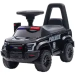 Kids Police Ride-On Push Car with Megaphone and Hidden Storage Black Ages 18-60 Months - Image 11