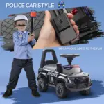 Kids Police Ride-On Push Car with Megaphone and Hidden Storage Black Ages 18-60 Months - Image 4