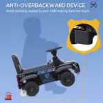 Kids Police Ride-On Push Car with Megaphone and Hidden Storage Black Ages 18-60 Months - Image 6