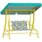 Kids Porch Swing, 2-Seater Patio Swing Bench with Safety Belts, Adjustable Canopy for Backyard, Garden, Green - Image 11