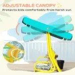 Kids Porch Swing, 2-Seater Patio Swing Bench with Safety Belts, Adjustable Canopy for Backyard, Garden, Green - Image 4