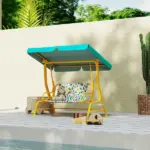 Kids Porch Swing, 2-Seater Patio Swing Bench with Safety Belts, Adjustable Canopy for Backyard, Garden, Green - Image 10