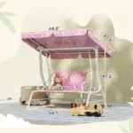 Kids Porch Swing, 2-Seater Patio Swing Bench with Safety Belts, Adjustable Canopy for Backyard, Garden, Pink - Image 2