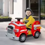 Qaba Kids Power Wheels Car, 12V Battery Powered Toddler Car with Siren, Flashing Lights Fire Extinguisher and Horn Music for Ages 3-5 - Image 2