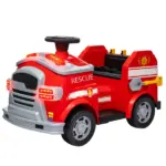 Qaba Kids Power Wheels Car, 12V Battery Powered Toddler Car with Siren, Flashing Lights Fire Extinguisher and Horn Music for Ages 3-5