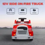 Qaba Kids Power Wheels Car, 12V Battery Powered Toddler Car with Siren, Flashing Lights Fire Extinguisher and Horn Music for Ages 3-5 - Image 7
