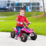 Aosom Kids Ride-On ATV 6V Four Wheeler Battery Operated Car with Forward Reverse Switch for Toddlers Pink - Image 2