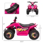 Aosom Kids Ride-On ATV 6V Four Wheeler Battery Operated Car with Forward Reverse Switch for Toddlers Pink - Image 3