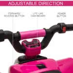 Aosom Kids Ride-On ATV 6V Four Wheeler Battery Operated Car with Forward Reverse Switch for Toddlers Pink - Image 5
