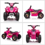 Aosom Kids Ride-On ATV 6V Four Wheeler Battery Operated Car with Forward Reverse Switch for Toddlers Pink - Image 8