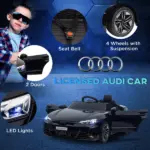 Kids Ride-On Car, Black, 12V Electric, 3.1 MPH, Suspension, for Ages 3-5, Horn Honking - Image 4