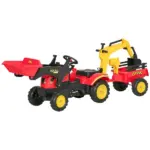Aosom Kids Ride On Excavator Toy Pedal Powered Digger with 6 Wheels Detachable Trailer Controllable Bucket for Ages 3-6 - Image 11