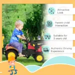 Aosom Kids Ride On Excavator Toy Pedal Powered Digger with 6 Wheels Detachable Trailer Controllable Bucket for Ages 3-6 - Image 5