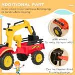 Aosom Kids Ride On Excavator Toy Pedal Powered Digger with 6 Wheels Detachable Trailer Controllable Bucket for Ages 3-6 - Image 7